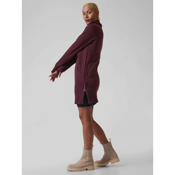 Women’s Athleta Cozy Karma Funnel Neck Dress, Spiced Cabernet Size XS - Picture 3 of 8